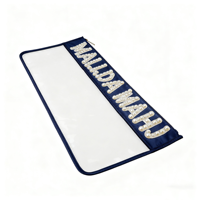 Sac Mah Jong à fermeture éclair transparent bleu marine avec logo brodé personnalisé de 21 pouces pour carreaux de Mahjong