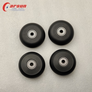 CARSUNプラスチックソリッド<span class=keywords><strong>PU</strong></span>ホイール64x24mmブラックポリウレタンタイヤ608ダブルボールベアリング