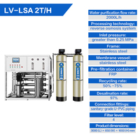 Purificateur d'eau pour usine alimentaire 2000L/H avec réservoir en fibre de verre, système d'osmose inverse, pompe, adoucisseur, filtre, garantie 1 an