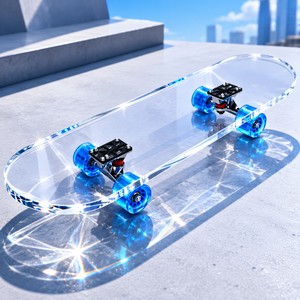 <span class=keywords><strong>Skateboard</strong></span> in Acrilico Trasparente con Ruote, Espositore Decorativo da Parete, <span class=keywords><strong>Skateboard</strong></span> da Surf Personalizzabili all'Ingrosso - Product Image 1