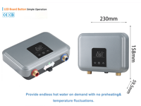 Chauffe-eau électrique instantané 220-240V 3500W, fin et mural, idéal pour les petits appartements et cuisines