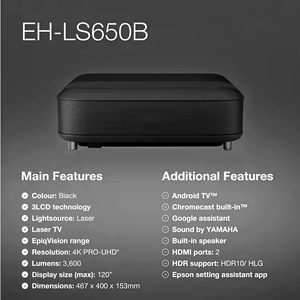 Projecteur Intelligent EPSON EH-LS650B 4K 3LCD Haute Luminosité Audio Yamaha Cinéma Laser pour Salon et Gaming - Product Image 4