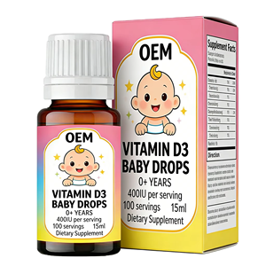 OEM ODM 400IU Çocuk Takviyeleri Vitamin D Damlaları Bebek Damlaları 0+ Yaş Sıvı Vitamin D3 Takviyesi Çocuklar İçin Kemik Diş Desteği - Product Image 2