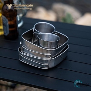 Ensemble de cuisine de camping portable en acier inoxydable pour l'extérieur, 3-4L, design minimaliste pour cuisinières à gaz et à induction - Product Image 6