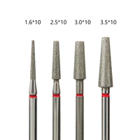 4.0mm conique rouge diamant forets à ongles plat haut ongles fraise tête de meulage pour perceuse à ongles