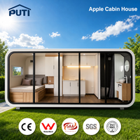 Maison conteneur moderne de 20 pieds ou 40 pieds, type « Apple Cabin », pour l'extérieur, avec fenêtres en verre trempé et structure stable