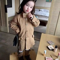 Manteau trench plissé pour bébé fille, style coréen preppy, long et décontracté, pour l'automne