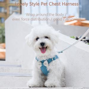 Beirui 2025製造調整可能かわいい蝶ネクタイ耐久軽量パッド入りペットアクセサリーファッション子犬犬用ステップハーネス - Product Image 2