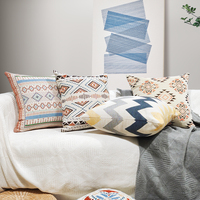 Housse de coussin en tissu jacquard tissé européen personnalisée avec pompons