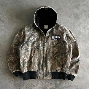 Custom Winter Camo Men's 100% Cotton Heavy Weight Waterproof Windproof Oversized Zip-Up <b>Hoodie</b> Streetwear Digital Print - Product Image 1