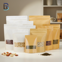 Emballage Lebei, sachet en papier kraft recyclable brun et blanc de 500 g, emballage mat avec fermeture éclair, sachet autoportant avec fenêtre pour aliments, thé, noix