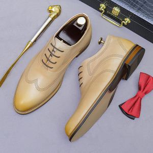 Chaussures pour hommes en cuir véritable britannique, style professionnel clair, rehaussantes invisibles de 5,5 cm, avec gravure intérieure pour augmenter la taille - Product Image 6