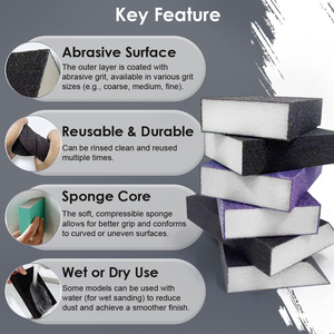 Éponge à polir CHOPAND, tampon de ponçage abrasif, surface abrasive, réutilisable, durable, éponge à <span class=keywords><strong>poncer</strong></span> moyenne et petite - Product Image 2