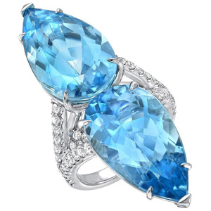 Anello Simmetrico con Accento Blu per Donne, Accessorio da Dito Creativo in Stile Occidentale, Regalo di Moda per Matrimonio - Product Image 1