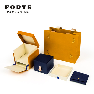 Forte 2024 High-End Blue PU Leather Jewelry <b>Box</b> Custom logo Luxury <b>Earrings</b> Pendant Necklace Ring <b>Box</b> Jewelry Packaging <b>Box</b> - Product Image 1
