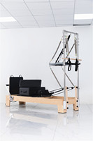 Cama de Pilates Reformer de Madera de Arce con Media Torre, Equipo de Gimnasio, Cama de Pilates Reformer de Madera de Arce con Media Torre