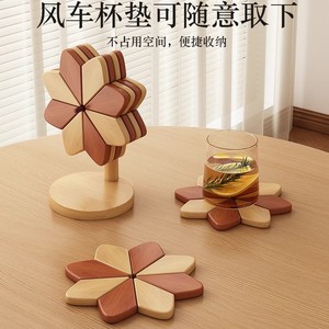 Flower Shape Wood Heat Insulation Mat For Table Pot Protection Coaster Pad - Product Image 4