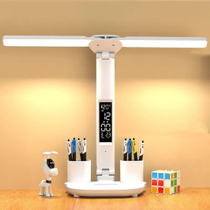 Mesa LED recargable moderna de 3200mAh de doble cabeza para dormitorio, estudio, protección ocular, calendario, pantalla de fecha, bolígrafo táctil de luces nocturnas - Product Image 1