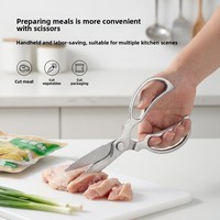 Ciseaux de cuisine en acier inoxydable avec grande poignée en boucle, résistants à la chaleur, pour os, poisson, aliments, ciseaux multi-usages