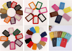 <span class=keywords><strong>Verticale</strong></span> Cuoio DELL'UNITÀ di elaborazione ID Carta di Nome Badge Holder Multi-Card, In Pelle A Doppia Come Badge Holder - Product Image 4
