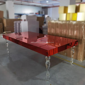 طاولة طعام مستطيلة من الأكريليك الأحمر للبيع الساخن لحفلات الزفاف والمناسبات - Product Image 1