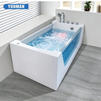 Baignoire Spa Jacuzzi Acrylique Portable Rectangulaire 9 Jets Design Moderne Autoportant pour Appartement Baignoire de Massage Relaxante