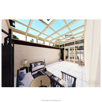 Véranda en aluminium 6063 avec double vitrage trempé Low-E, étanche, insonorisée, isolante thermiquement, économie d'énergie, sur mesure pour chambre d'hôtel