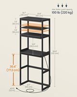Étagère de rangement de cuisine noire avec prises électriques, quatre niveaux réglables, pour table de bar à café, mini-réfrigérateur, four à micro-ondes