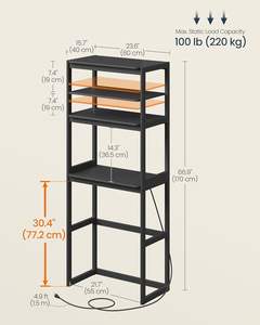 Estante de almacenamiento para cocina con enchufes, mesa de barra de café de cuatro niveles, estantes ajustables, soporte para mini nevera, soporte para horno microondas - Product Image 2