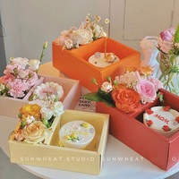 Boîte à gâteaux rectangulaire pliable en gros, transparente, pour chocolat, dessert, fleurs, avec poignée