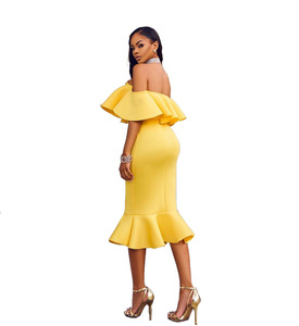 Vestido informal de otoño para mujer, de talla grande, con hombros descubiertos, diseño de volantes, artículo de comercio electrónico transfronterizo Sexy, deseo de <span class=keywords><strong>Amazon</strong></span> para Europa - Product Image 2