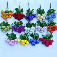 PT-R083 Bouquet de Roses Artificielles Haut de Gamme Effet Réel, 9 Têtes, pour Arrangements Floraux et Mariages