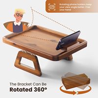 Grande table d'accoudoir de canapé avec support de téléphone rotatif à 360° - Table à clipser sur accoudoir de canapé pour salon - Plateau d'accoudoir large pour canapés