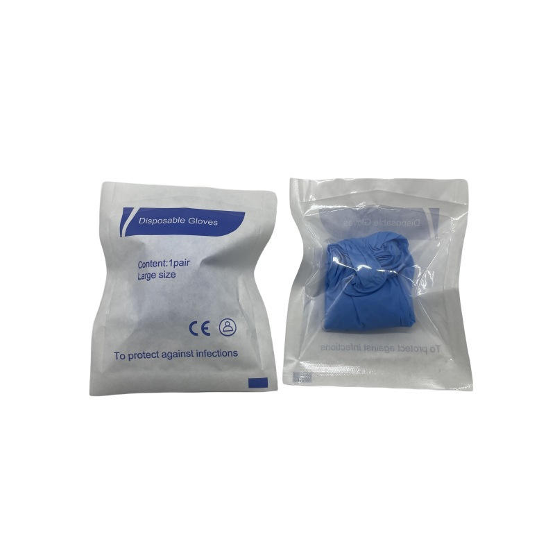 Nitrile gloves, paper-plastic packaging