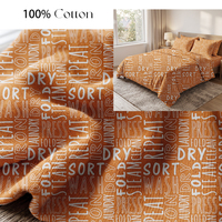 Tissu popeline 100% coton personnalisé avec impression typographique dessinée à la main