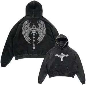 <span class=keywords><strong>Felpa</strong></span> con Cappuccio Personalizzata con Logo, Grafica Gotica di Ragno e Teschio per Halloween, Stampa Alfabetica Y2K, Oversize Unisex, Vendita all'Ingrosso - Product Image 6
