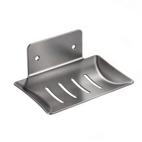 Porte-savon mural en acier inoxydable gris anthracite avec drainage pour salle de bain