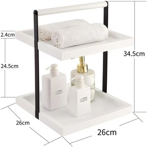 <b>Wooden</b> Bathroom Storage Rack With Metal Frame 60X70cm Multi Layer Organizer For <b>Desk</b> And Sink Area - Product Image 4