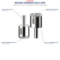 Scie cloche diamantée pour verre électroplaqué, substrat en acier, OEM ODM, logo personnalisé, tailles disponibles