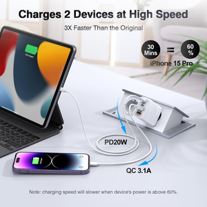 Cargador USB C Justlink de 55W, 4 Puertos (2C+2A), Adaptador de Pared de Carga Rápida PD20W, Juego de Enchufes de Viaje para Laptop, Tablet, <span class=keywords><strong>iPhone</strong></span>, Samsung - Product Image 4