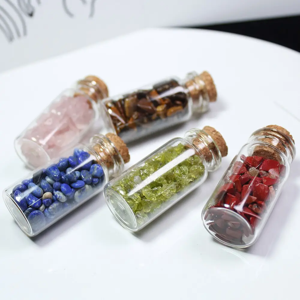 5 ML 8ML 10ML 12ML Mini Edelstein flaschen Chip Kristalls teine Hexe Beginn Heilung Tumbled Gem Wunsch flaschen Reiki Semi-Precio