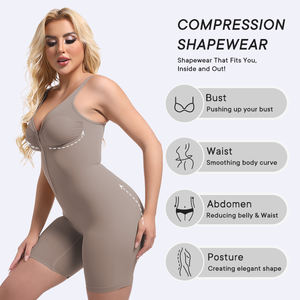 Zip Phía Trước Giữa Đùi Bodysuit Cao Nén Cơ Thể Shaper Cho Phụ Nữ Mỏng Thoáng Khí Shaplass Cao Công Ty Cho Mông Khu Vực - Product Image 2