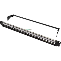 Panel Patch Keystone Kosong 10" 1U STP 24-Port Cat5e RJ45 Tembaga untuk Rak, Sesuai Standar ANSI/TIA/EIA, Hitam, Terminasi Punch, CHNOK