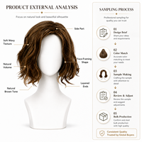 Perruque synthétique bob courte ondulée haute température pour femme, brun foncé, résistante à la chaleur, avec racine naturelle, sans colle, vente en gros, directement de l'usine