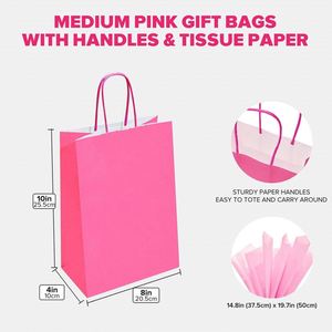 Medium Size Paper Gift Bags with Handles <b>Tissue</b> Paper for Birthday <b>Wed</b> Baby Shower Party Eco Friendly Recyclable Gift Paper Bag - Product Image 4