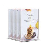 Présentoir acrylique magnétique clair de la forme A5 polyvalent de T de restaurant à la maison pour l'image de support de menu de table