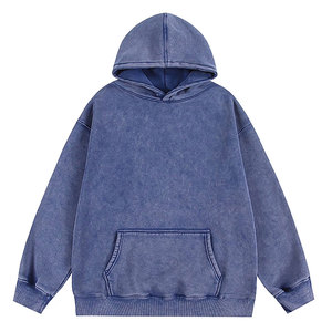 เสื้อฮู้ดดี้ผ้าฝ้าย 400 GSM หนานุ่ม ซักย้อมแบบทำสีซีด ทรงวินเทจ ซิปหน้า สำหรับผู้ชาย ประดับคริสตัลเต็มตัว เหมาะสำหรับฤดูหนาว - Product Image 2