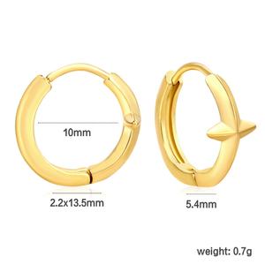 Pendientes de Aro de Estrella Elegantes, Clásicos y Sencillos, Hipoalergénicos, de Acero Inoxidable con Baño de Oro PVD de 18k, Resistentes al Deslustre, para Mujer - Product Image 2