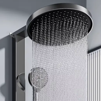 Ensemble de robinet de douche thermostatique LED en laiton avec finition brossée carrée, garantie de 3 ans, jet de pluie doux, massage, certifié CE/ROHS