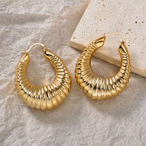 Pendientes de Aro Chapados en Oro de 18k, Estilo Bohemia, Exagerados, para Mujer - Product Image 1